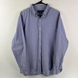 Ralph Lauren Men’s Button Down Shirt XL Purple Plaid Long Sleeve 120’s Poplin